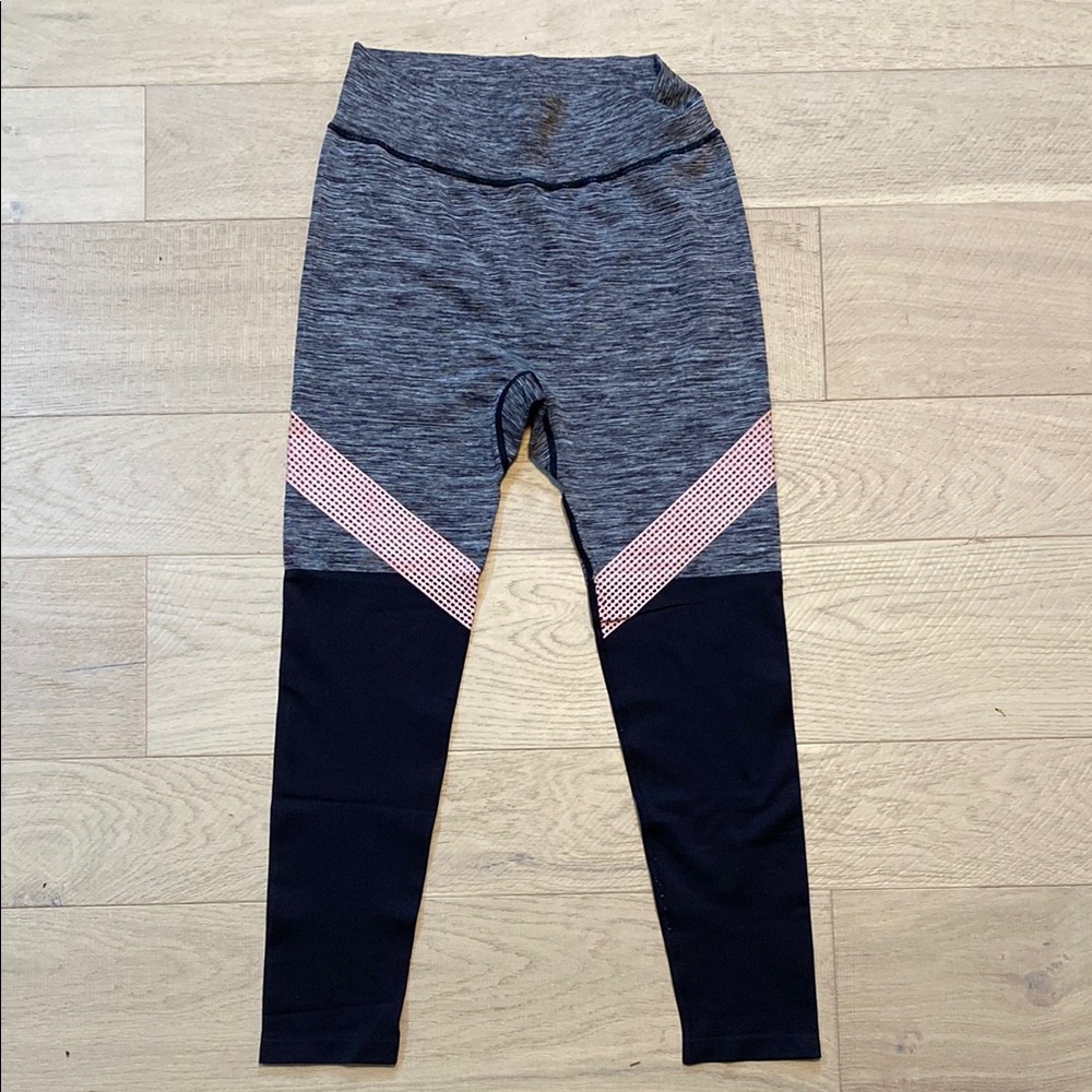 Black and Gray Track Pants with High Waistband